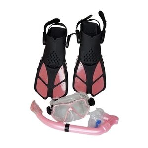 Adults Swim Set with Pink and Black Snorkel Gear S/MD